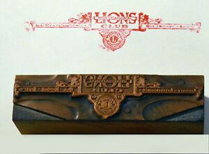 Vintage 3&#034; Lions Club Letterpress Printer&#039;s Block