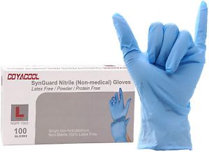 COYACOOL Nitrile Gloves Large, Powder Free, Disposable Gloves, Latex Free,100 Pc