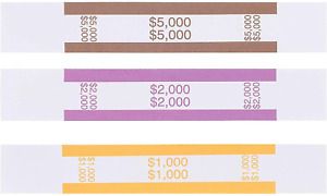 300 Pack Self Adhesive Currency Bands Assorted 1000 2000 5000 Money Bill Wrap