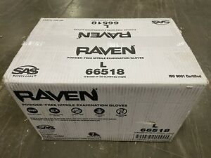 SAS Safety 66518 6-mil Raven Nitrile Black Gloves, Large 10 Boxes 1 Case