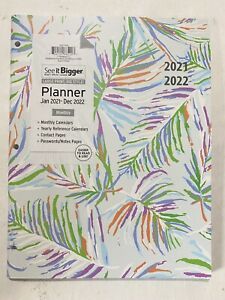 2021 2022 Monthly See It Bigger Calendar - Ferns - Contacts Passwords Planner