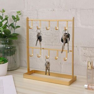 Keys Hanging Display Rack 10 Hooks Jewelry Organizer Metal Stand Holder Shelf