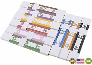 300-Pack Currency Bands Straps Assorted Bill Cash Money Wrappers - Self-Sealing