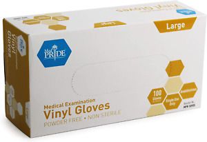 Medpride Medical Vinyl Examination Gloves (Large, 100-Count) Latex Free Rubber |