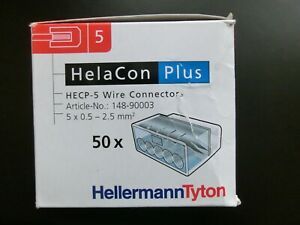 45/box HelaCon Plus HECP-5 Push-In Style Wire Conn.  5-Port (PC) Bl  148-90003
