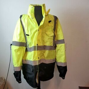 ML Kishigo Black Bottom Storm Stopper Pro Class 3 Rain Jacket, Yellow/Lime 2x-3x