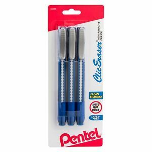 Pentel ZE21BP3K6 Clic Eraser Pencil-Style Grip Eraser, Assorted colors(Pack o...