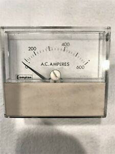 METER A.C. AMPERES SCALE 0-600A TYPE 223-02 CAT AA-LSSJ 5A BY CROMPTON