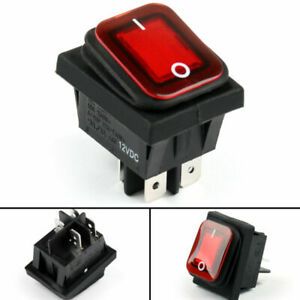 4 RLEIL RL2-102 Waterproof IP65 Car Rocker Switch 4Pin ON/OFF 12V 10A Red T8