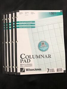 Wilson Jones Columnar Pad,  8-1/2 x 11, 7 Columns, 50 Sheets per pad *5 Pads*