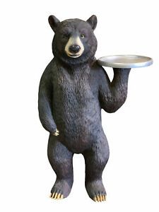 16&#034; Standing Bear with Tray 3.5ft Statue Restaurant Kitchen Dcor Collectible