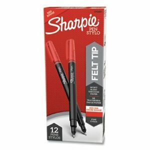 Sharpie Plastic Point Permanent Pen, Red Ink, Fine, 12 Pens (SAN1742665)