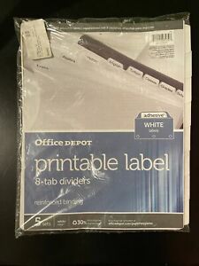 Office Depot Printable Label 8-tab Reinforced Binding Adhesive White Labels 5/pk