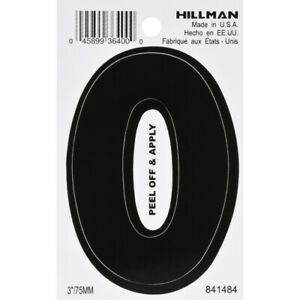 Hillman 3 in.   Black Vinyl Self-Adhesive Number 0 1 pc