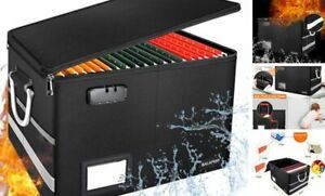 File Box Fireproof Box with Lock,  Collapsible File Organizer for Hanging