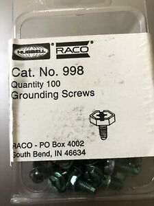 Hubbell Grounding Screw 998 10/32 x 3/8 Slotted/ Philipps HEX Head  Green 100 