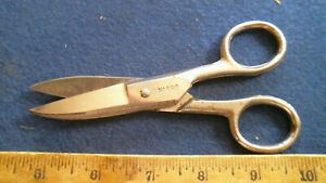 1950 Nickel Plated Electrician Scissors 5&#034; R1682 (Wiss?) vintage old tool sewing