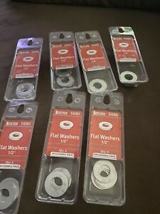 NEW LOT OF 7 FLAT WASHERS 1/2 “