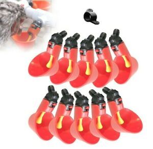 10Pcs Automatic Poultry Waterer, Chicken Drinking Float Style Gravity w Hardware