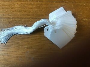 1000 white tags 1 13/16 inches,  cardstock paper, untied string