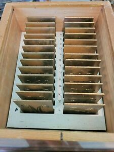 New Hermes Brass Engraving Font Set 35-355 (Old No. 333) 26 Pieces &amp; Wood Box!