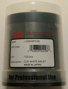 JVC Taiyo Yuden J-CDR-WPY-SB Printable CDR White Inkjet CD-R 100-pack