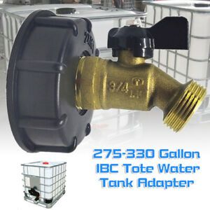 275-330 Gallon IBC Tote Water Tank Adapter 2&#034; Brass Hose Faucet Valve Tools NEW