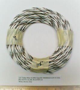 115&#039; Teflon Wire 14 AWG Type EE,THERMAX  ES7751-14, Mil #W-22759/5-14 LOT 31 USA