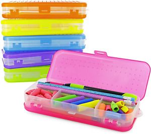 Emraw Double Deck Organizer Box - Bright Color School Pencils Box Stationery Box