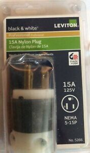 Leviton 15A 125V Nylon Plug Black &amp; White 