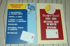3 Vtg Posterloid Plastic Menu Board Signs-Breakfast Special