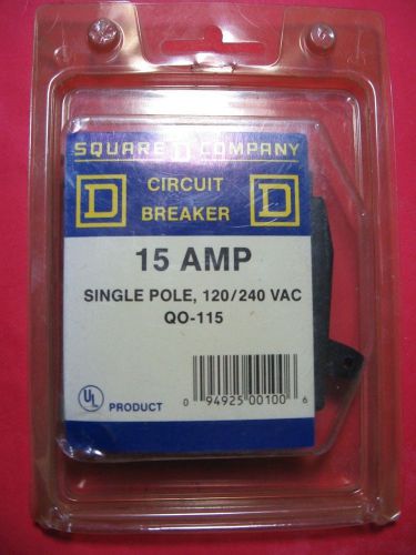 Square d 15amp single pole 120/240 vac qo-115 circuit breaker for sale