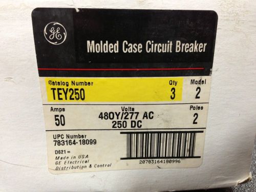 TEY250 GENERAL ELECTRIC 50 AMP 277/480 VOLT BOLT-ON CIRCUIT BREAKER (A)