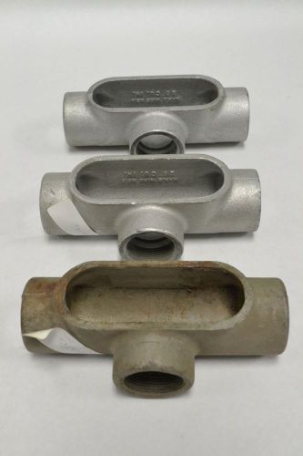 Lot 3 new crouse hinds t57 conduit outlet body tee fitting 1-1/2in npt b240512 for sale