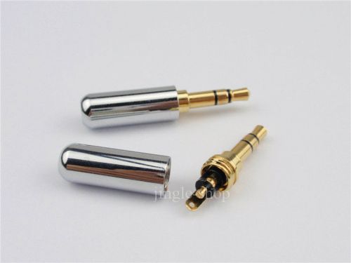 Silver 3.5mm 3 pole male repair earphones jack plug connector audio soldering for sale