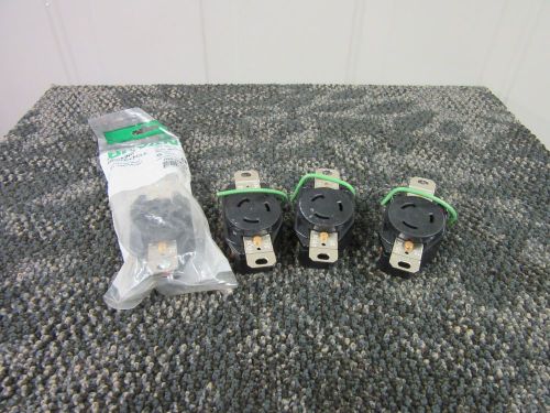 4 bryant locking receptacle plug round 2 poles 3 wire black 20a 126v 70520fr new for sale