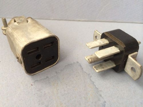 VINTAGE CINCH JONES 4 FLAT PIN PLUG AND SOCKET ELECTRIC CONNECTOR