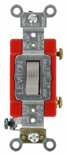 Leviton 1221-2GY 20-Amp  120/277-Volt  Toggle Single-Pole AC Quiet Switch  Extra