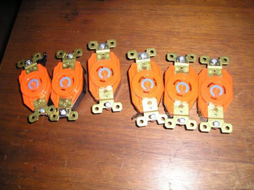 6 hubbell ig nema l6-20r 20a 250v twist lock orange for sale