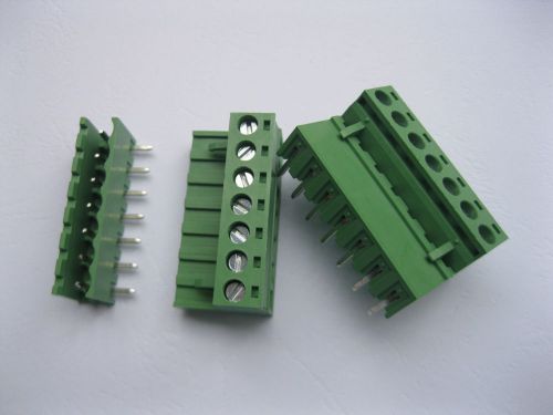 50 pcs angle 7pin/way 5.08mm screw terminal block connector green pluggbale type for sale