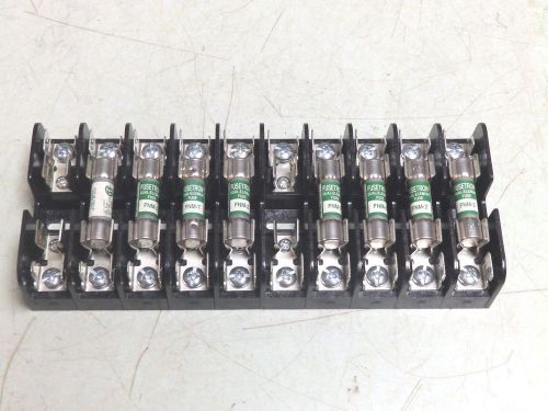 10 gould shawmut p/n 30310 30a 600v fuse block blocks assembly w/ 8 fnm-2 fuses for sale