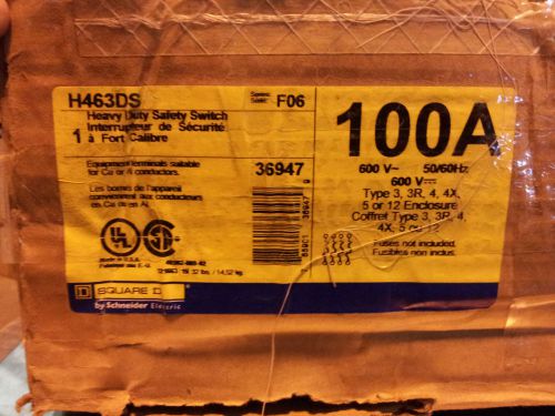 SQUARE D H463DS NIB 4 POLE 100 A 600 V FUSIBLE DISCONNECT SWITCH STAINLESS #A28