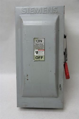 Siemens heavy duty safety switch hf363 with 100a and 600vac, fusible, used for sale