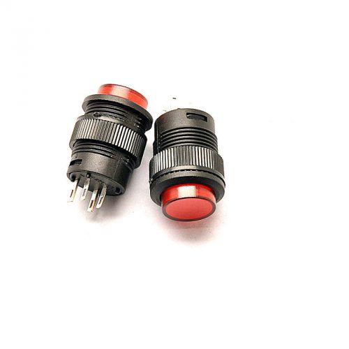 5pcs r16-503ad off-on led light self-locking latching push button switch red for sale
