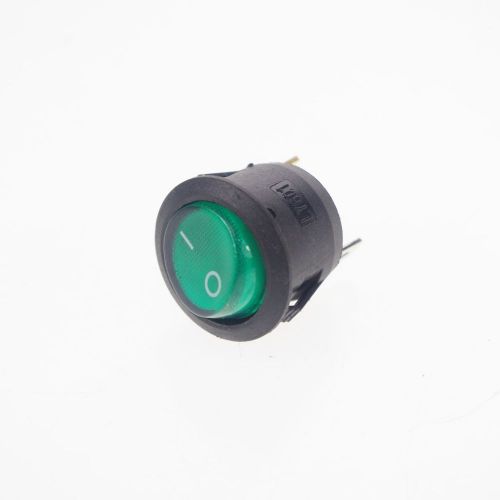 4 x SPST On-Off Green Light Illuminated Round Rocker Switch 6A/250V 10A/125V