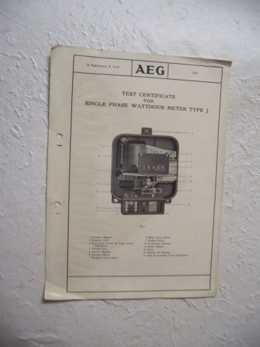 VTG BOOKLET CATALOG BROCHURE AEG WATTHOUR HOUSE ELECTRICITY ELECTRIC METERS 1927