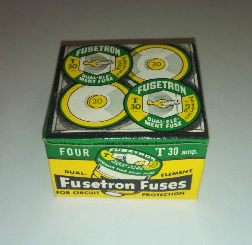 Fusetron Dual Element T 30 Amp Screw-In Buss Type Fuse- Box Of 4 - New O/S
