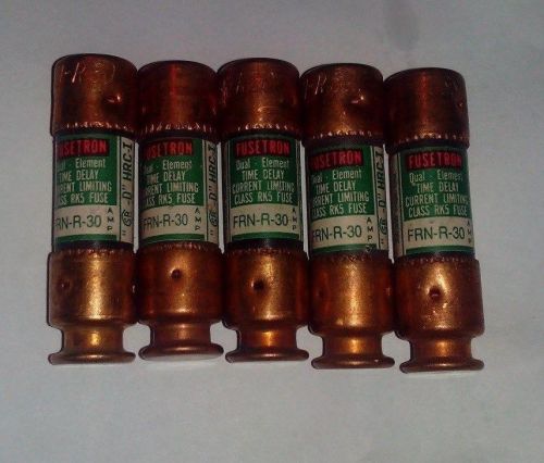 NEW LOT OF 5 FUSETRON TIME DELAY FUSE FRN-R-30 30A 30 A AMP 250 VAC