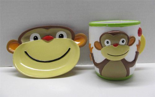Kids novelty bath monkey see monkeys do 2 pc set  jenny jeff soap dish tumbler for sale