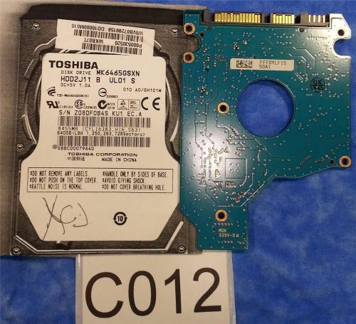 #C012 - Toshiba MK6465GSXN HD2J11 B UL01 KU1 hard drive controller PCB